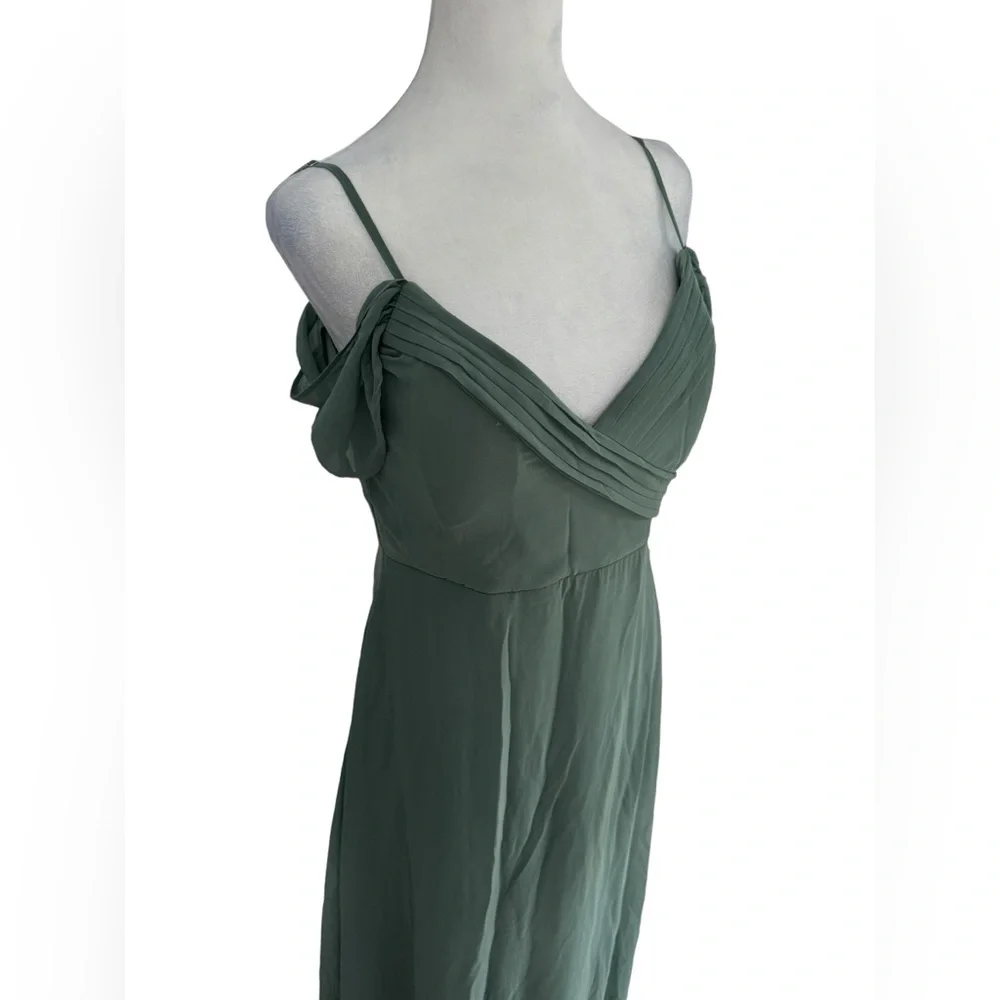 Birdy Grey Spence Chiffon Bridesmaid Dress Sage Long Sage with Pockets Medium - Picture 3 of 14